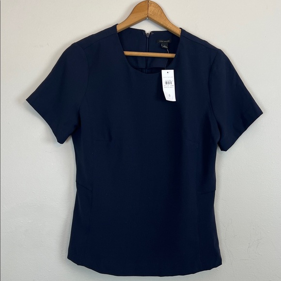 NWT Ann Taylor dark navy blouse women’s size 0 business casual - Picture 10 of 11